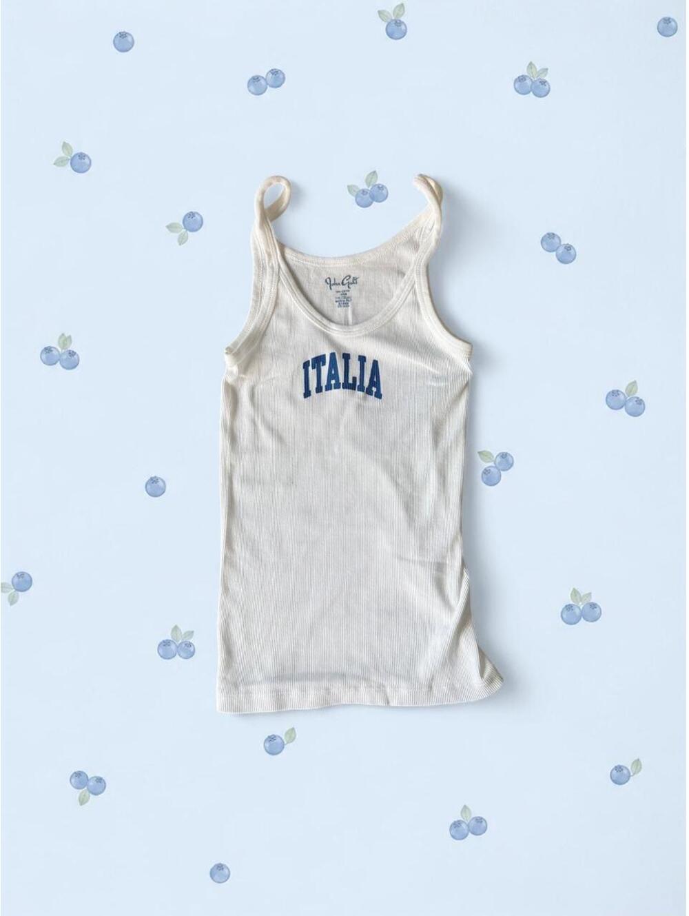 Brandy Melville white and blue italia tank